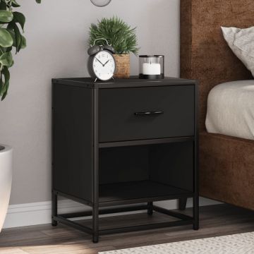Gossi noptiere, 2 buc., negru, 40x31x50 cm, lemn prelucrat