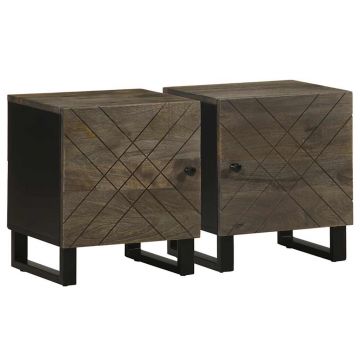 Gossi noptiere, 2 buc., negru, 40x33x46 cm, lemn masiv de mango
