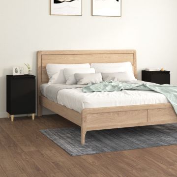 Gossi noptiere, 2 buc, negru, 40x35x70 cm, lemn prelucrat