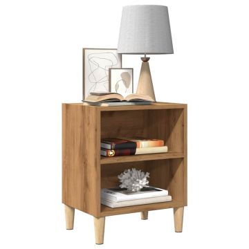 Gossi noptiere 2 buc stejar artizanal 40x30x50 cm lemn prelucrat
