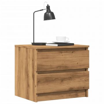 Gossi noptiere 2 buc. stejar artizanal, 50x40x43.5 cm, lemn prelucrat
