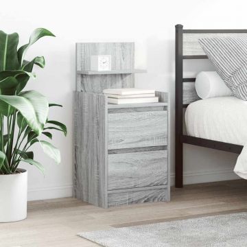 Gossi noptiere cu 2 sertare 2 buc gri sonoma 38x34x80 cm