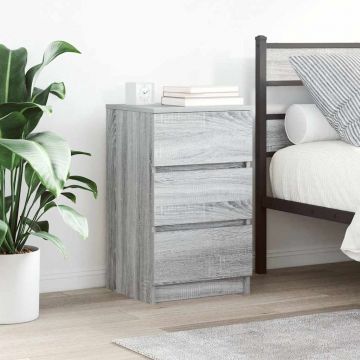 Gossi noptiere cu 3 sertare 2 buc gri sonoma 39x35x65 cm
