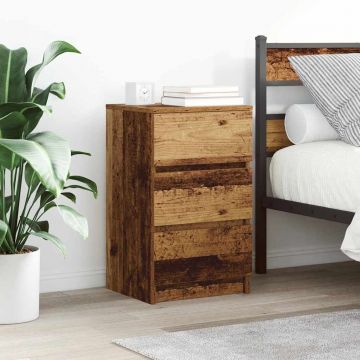 Gossi noptiere cu 3 sertare 2 buc lemn vechi 39x35x65 cm