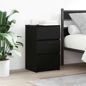 Gossi noptiere cu 3 sertare 2 buc negru 39x35x65 cm