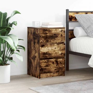 Gossi noptiere cu 3 sertare 2 buc stejar afumat 39x35x65 cm