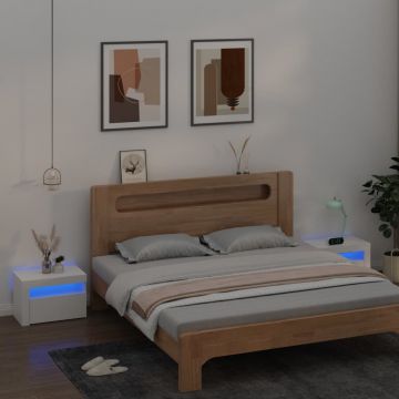 Gossi noptiere cu led-uri, 2 buc., alb, 60x35x40 cm