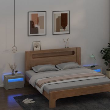 Gossi noptiere cu led-uri, 2 buc., gri beton, 60x35x40 cm