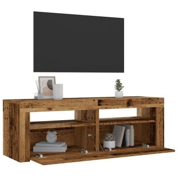 Gossi noptiere cu led-uri, 2 buc., lemn vechi, 60x35x40 cm