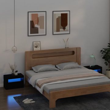 Gossi noptiere cu led-uri, 2 buc., negru, 60x35x40 cm