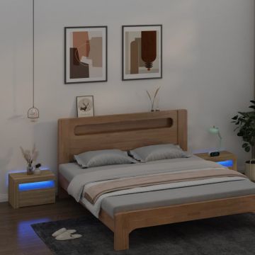 Gossi noptiere cu led-uri, 2 buc., stejar sonoma, 60x35x40 cm