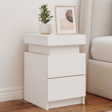 Gossi noptiere cu lumini led, 2 buc., alb, 35x39x55 cm