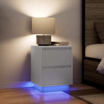 Gossi noptiere cu lumini led 2 buc alb 38x34x50 cm