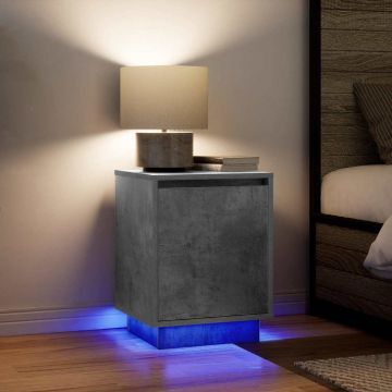 Gossi noptiere cu lumini led 2 buc beton gri 38x34x50 cm