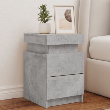 Gossi noptiere cu lumini led, 2 buc., gri beton, 35x39x55 cm