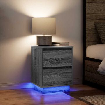 Gossi noptiere cu lumini led 2 buc gri sonoma 38x34x50 cm