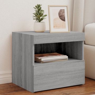 Gossi noptiere cu lumini led, 2 buc., gri sonoma, 50x40x45 cm