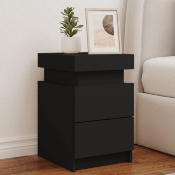 Gossi noptiere cu lumini led, 2 buc., negru, 35x39x55 cm