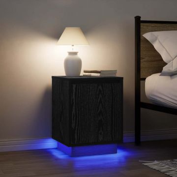 Gossi noptiere cu lumini led 2 buc negru 38x34x50 cm