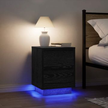 Gossi noptiere cu lumini led 2 buc negru 38x34x50 cm