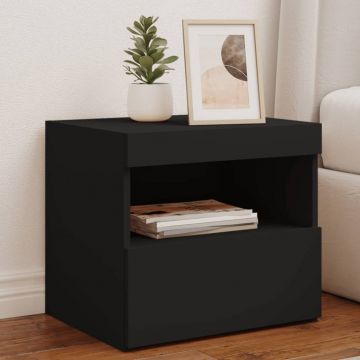 Gossi noptiere cu lumini led, 2 buc., negru, 50x40x45 cm