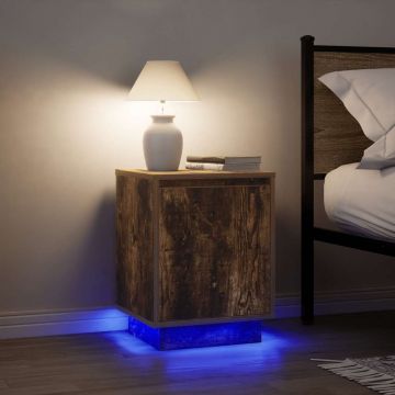Gossi noptiere cu lumini led 2 buc stejar afumat 38x34x50 cm