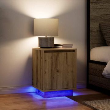 Gossi noptiere cu lumini led 2 buc stejar artisan 38x34x50 cm