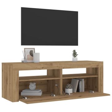 Gossi noptiere cu lumini led, 2 buc.,stejar artizanal, 60x35x40 cm