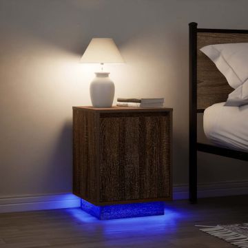 Gossi noptiere cu lumini led 2 buc stejar maro 38x34x50 cm