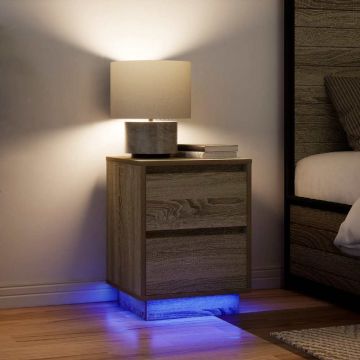 Gossi noptiere cu lumini led 2 buc stejar sonoma 38x34x50 cm