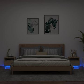 Gossi noptiere cu lumini led, 2 buc., stejar sonoma, 40x39x37 cm