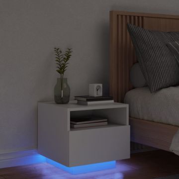 Gossi noptiere cu lumini led, alb, 40x39x37 cm
