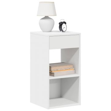 Gossi noptiere cu sertar 2 buc alb 35x34x66,5 cm