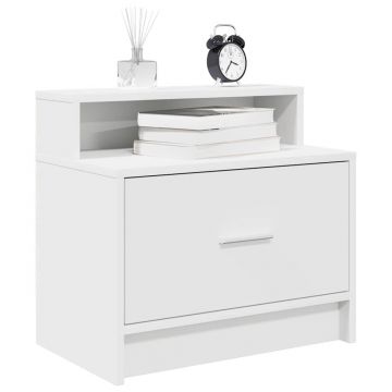 Gossi noptiere cu sertar 2 buc alb 51x31x47 cm