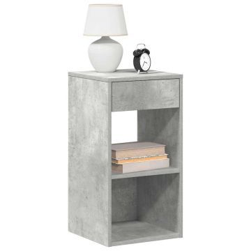 Gossi noptiere cu sertar 2 buc gri beton 35x34x66,5 cm