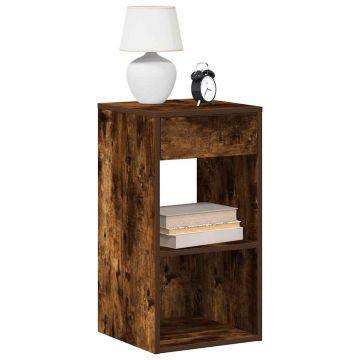 Gossi noptiere cu sertar 2 buc stejar afumat 35x34x66,5 cm