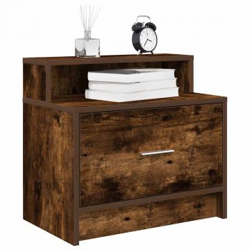 Gossi noptiere cu sertar 2 buc stejar afumat 51x31x47 cm
