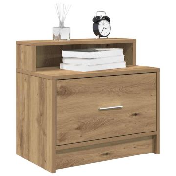 Gossi noptiere cu sertar 2 buc stejar artizanal 51x31x47 cm