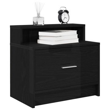 Gossi noptiere cu sertar 2 buc stejar negru 51x31x47 cm