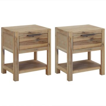 Gossi noptiere cu sertare, 2 buc., 40x30x48 cm, lemn masiv de acacia