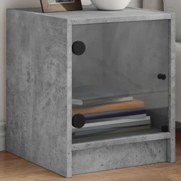 Gossi noptiere cu usi din sticla, 2 buc., gri beton, 35x37x42 cm