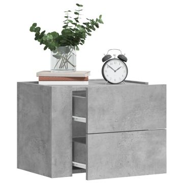Gossi noptiere de perete, 2 buc., gri beton, 45x30x35 cm