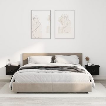 Gossi noptiere de perete, 2 buc., negru, 41,5x36x28 cm