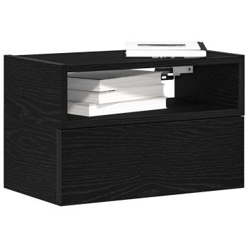 Gossi noptiere de perete, 2 buc., negru, 45x26x28,5 cm