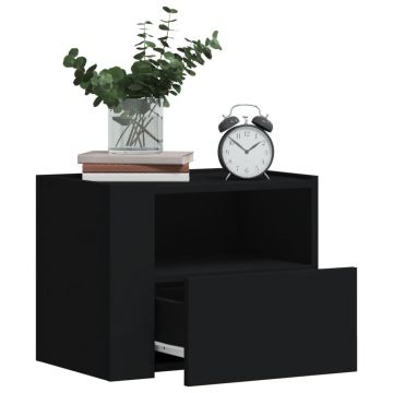Gossi noptiere de perete, 2 buc., negru, 45x30x35 cm