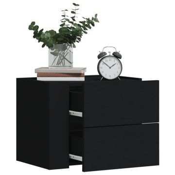 Gossi noptiere de perete, 2 buc., negru, 45x30x35 cm