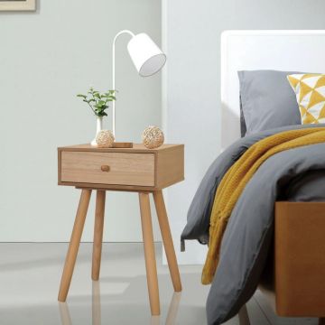 Gossi noptiere din lemn masiv de pin 2 buc, 40 x 30 x 61 cm, maro