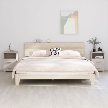 Gossi noptiere hamar, 2 buc, alb, 40x35x62 cm, lemn masiv de pin