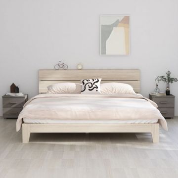 Gossi noptiere hamar, 2 buc, gri deschis, 40x35x44,5 cm, lemn masiv