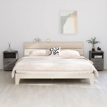 Gossi noptiere hamar, 2 buc, gri deschis, 40x35x62 cm, lemn masiv